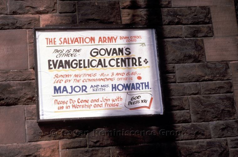 Salvation Army Citadel sign, Govan 1979