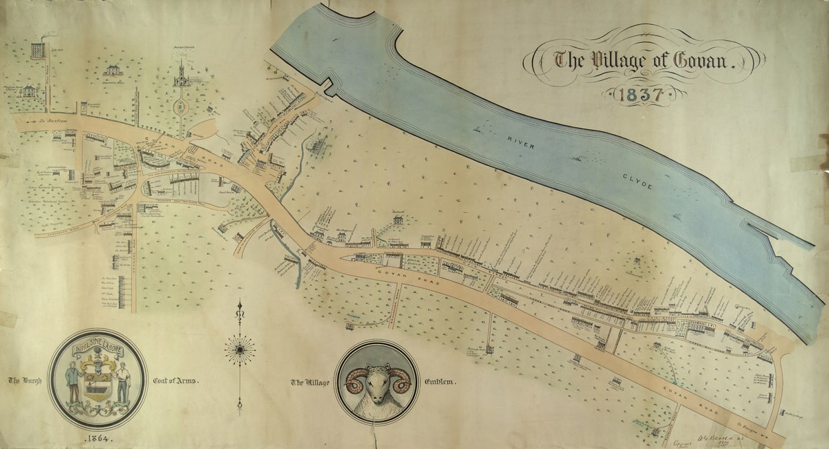 Map of Govan Village 1837 by Dr. W.G. Barras