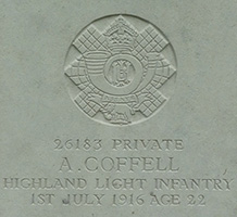 Alex Coffell's Grave posted on the Scottish War Graves Project